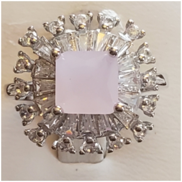 Jewelry - Genuine 2ct Princess Cut Rose Quartz Ring Size 7